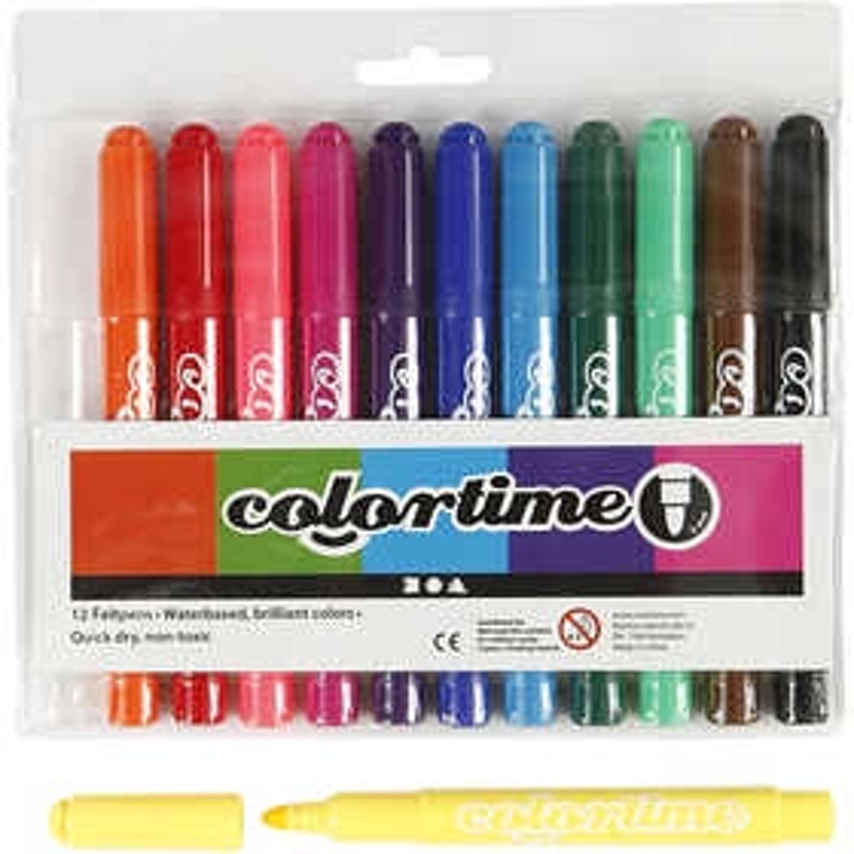 Colortime stift, lijndikte: 5 mm, standaardkleuren, 12stuks [HOB-37330]